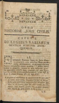 Caput I. De Legibus Variarum Gentium Romanis Antiquiorum.