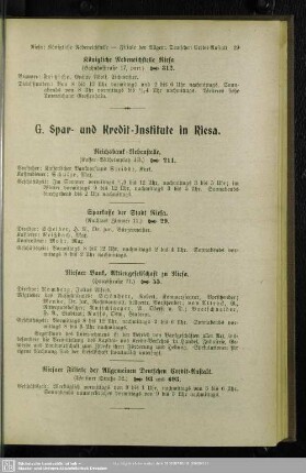 G. Spar- und Kreditinstitute in Riesa