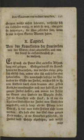 X. Capitel. Von den Kranckheiten der Hyacinthen