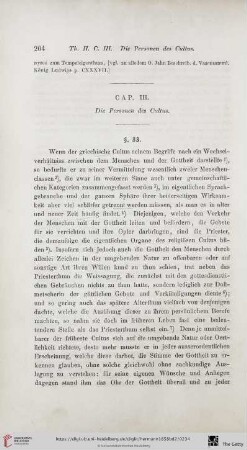 Cap. III: Die Personen des Cultus