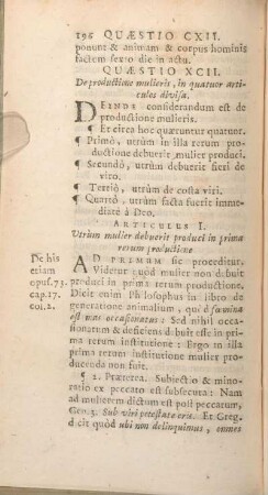 Quaestio XCII. D eproductione mulieris, in quatuor articulos divisa.