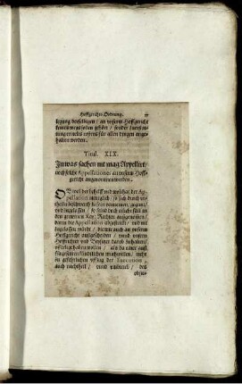 Titul. XIX. In was sachen nit mag Appellirt/ noch solche Appellationes an unserm Hoffgericht angenommen werden