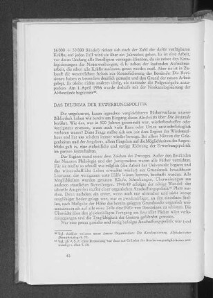 Das Dilemma der Erwerbungspolitik