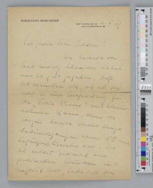 Brief an Irmgard Schröder