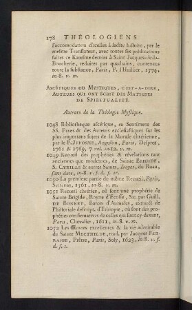 178-203, Ascétiques ou Mystiques, ... - Traités Particuliers de la Théologie Mystique