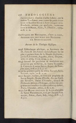 178-203, Ascétiques ou Mystiques, ... - Traités Particuliers de la Théologie Mystique