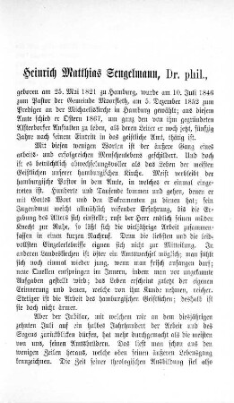 Heinrich Matthias Sengelmann, Dr. phil.,