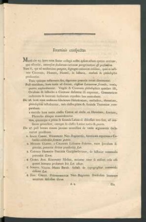 Examinis conspectus