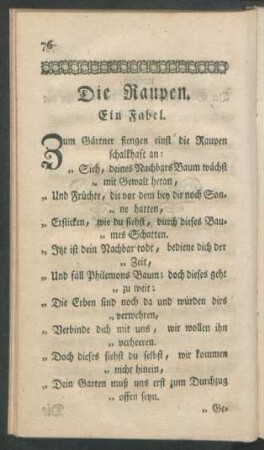 Die Raupen. Ein Fabel