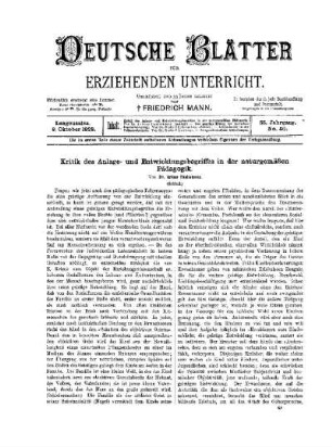Kritik der Anlage- und Entwicklungsbegriffes in der naturgemäßen Pädagogik : (Schluß)
