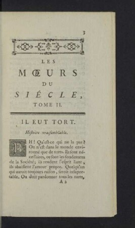 Il Eut Tort. Histoire vraisemblable.