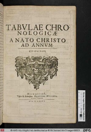 Tabulae Chronologicae A Nato Christo Ad Annum MDCLXVI.