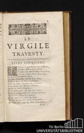 Le Virgile Travesty. Livre Cinquieme.