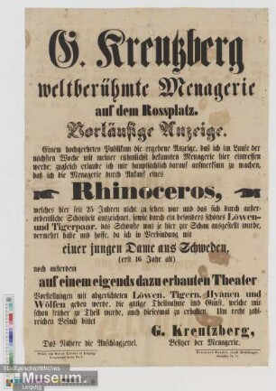 G. Kreutzberg weltberühmte Menagerie auf dem Rossplatz.