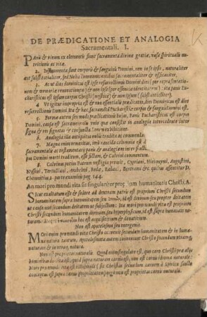 De Praedicatione Et Analogia Sacramentali. I.