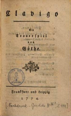 Clavigo : Ein Trauerspiel