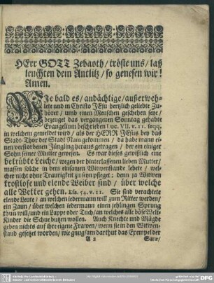 Leichenpredigt : Christliche Leichen-Predigt. [Eingang]. Leichen-Text. Exordium