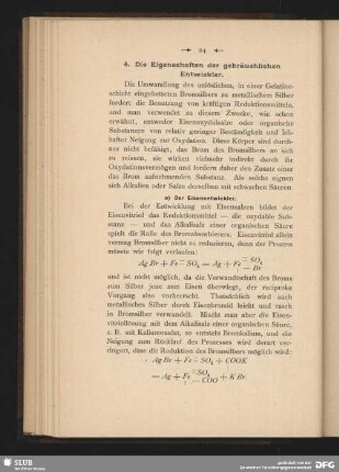 4. Die Eigenschaften der gebräuchlichen Entwickler