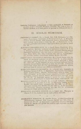 III. Scholae Medicorum