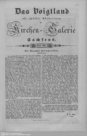 Die Parochie Klingenthal (Beschluß), Die Parochie Altensalz : 36. Lieferung