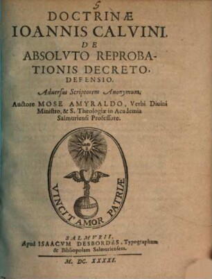 Doctrinae Ioannis Calvini, De Absolvto Reprobationis Decreto, Defensio