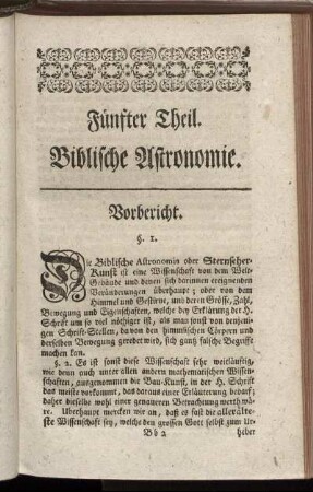 Fünfter Theil. Biblische Astronomie.