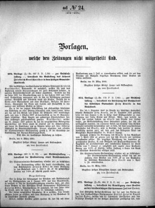 Anlage: ad No.24. (272-279.), Vorlagen, welche den Zeitungen nicht mitgeteilt sind