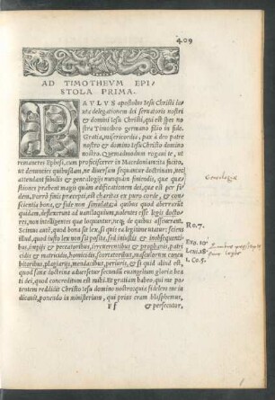 Ad Timotheum Epistola Prima.
