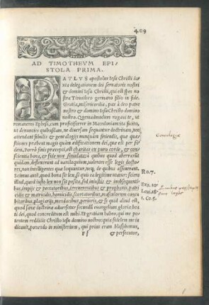 Ad Timotheum Epistola Prima.
