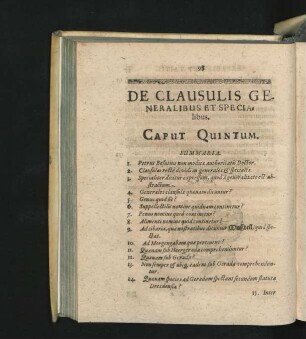 De Clausulis Generalibus Et Specialibus. Caput Quintum.