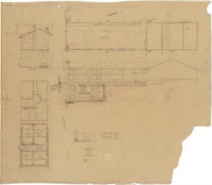 Littmann, Max; Bocksberg; Hofgut, Geländepläne und Gebäudeaufnahmen - Grundrisse, Teilansichten, Details