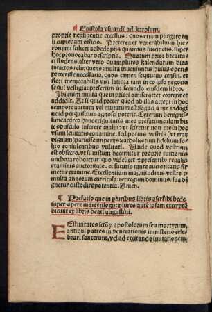 Prefatio que in pluribus libris ascrribi bede super opere martyrilogii: plures autem ipsam excerptam dicunt ex libris beati augustini.