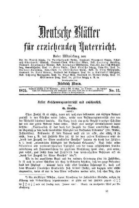 Ueber Anschauungsunterricht und anschaulich : (Schluß)
