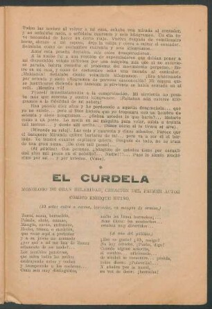El curdela : Monólogo de gran Hilaridad, creación del primer actor cómico Enrique Muiño