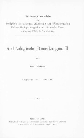 Archäologische Bemerkungen, 2