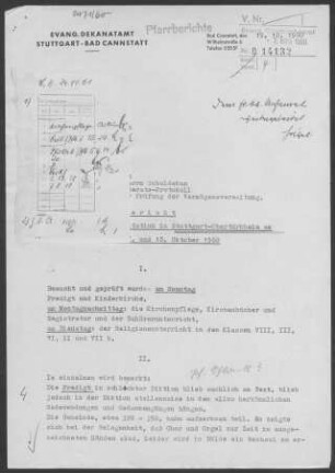 Obertürkheim: Visitationsbericht mit Pfarrbericht 1960