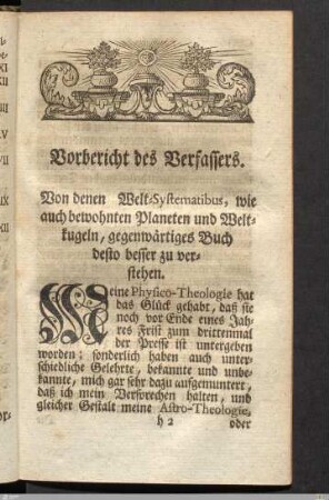 Vorbericht des Verfassers.