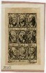 Unbekannte, wohl deutsche Serie von je neun (3x3 angeordneten) Papstporträts in hochovalen, verschieden ornamental gerahmten und wiederum in hochrechteckige, jeweils mit separaten Bildunterschriften versehene Felder eingeschriebenen Medaillons, Neun Papstporträts: Julius II. bis Pius IV.