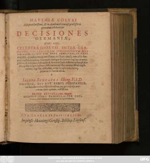 [1]: Accessit Index Geminus, Alter Decisionum, alter rerum ac verborum locupletissimus