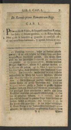De Romulo primo Romanorum Rege. Cap. I