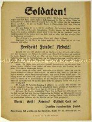 Aufruf an Kriegsheimkehrer zum Eintritt in die Deutsche Demokratische Partei