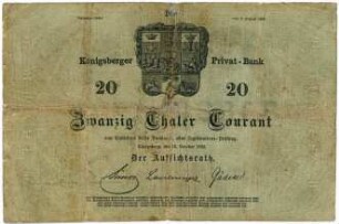 Geldschein, 20 Taler Courant, 13.10.1866