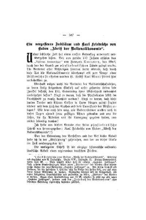 Ein vergessenes Jubiläum und Karl Friedrichs von Baden "Abriß der Nationalökonomie"