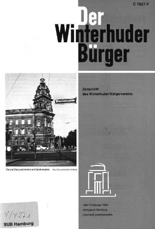 Heft V / Oktober 1985 : Zeitschrift des Winterhuder Bürgervereins