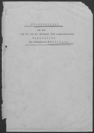 Nürtingen: Pfarrbericht 1936