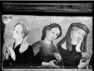Tiefenbronn Katholische Kirche Sankt Maria Magdalena Magdalenenaltar von Lukas Moser (1432) Predella Die fünf törichten Jungfrauen