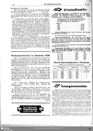 Reichssteuertermine im Dezember 1938