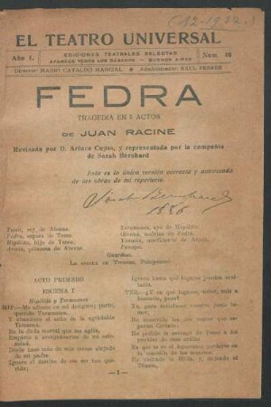 1921004000: Fedra : tragedia en 5 actos