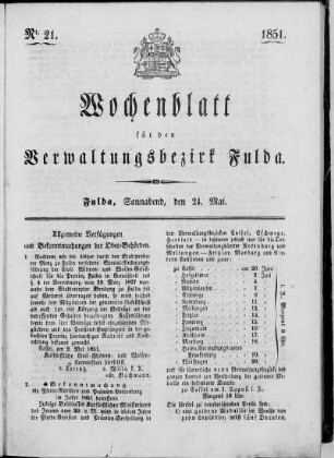 Nr. 21, Ausgabe vom 24. Mai 1851