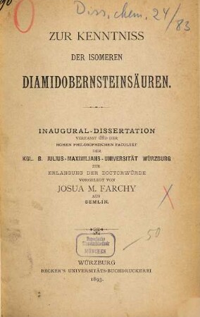 Zur Kenntniss der isomeren Diamidobernsteinsäuren